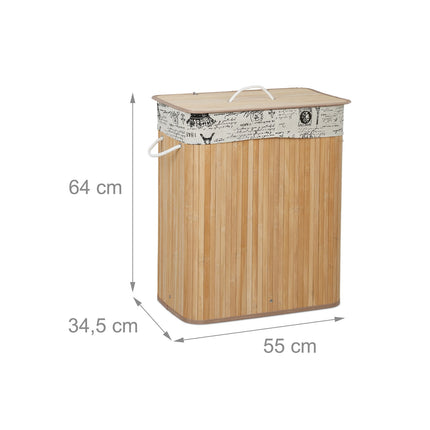 Bamboo laundry basket 2 compartments
