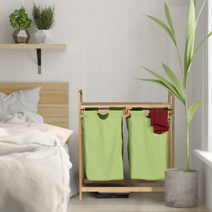 Bamboo laundry basket shelf