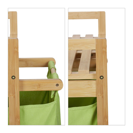 Bamboo laundry basket shelf