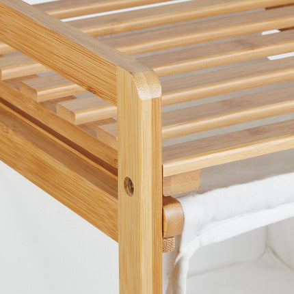 Bamboo laundry basket shelf