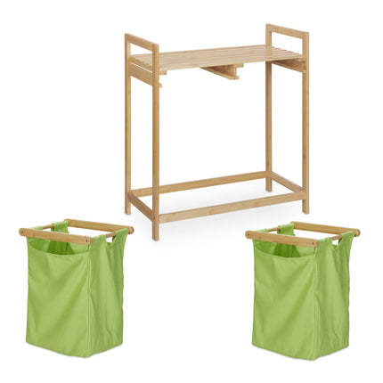 Bamboo laundry basket shelf