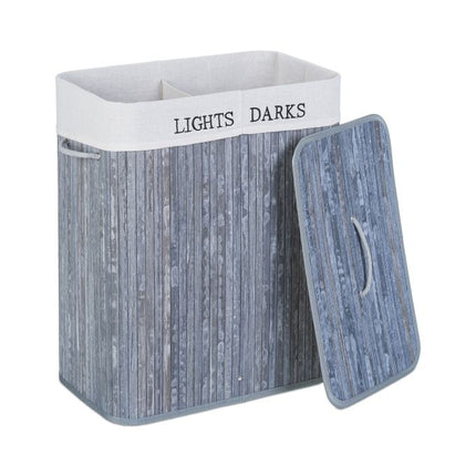 Bamboo laundry basket with 2 compartments