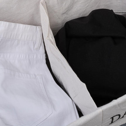 Bamboo laundry basket with 2 compartments