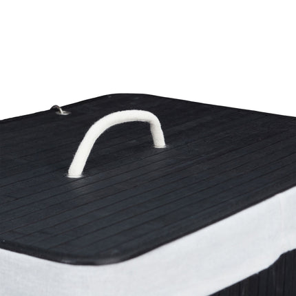 Bamboo laundry basket with 2 compartments
