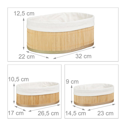 Bamboo shelf basket in three parts