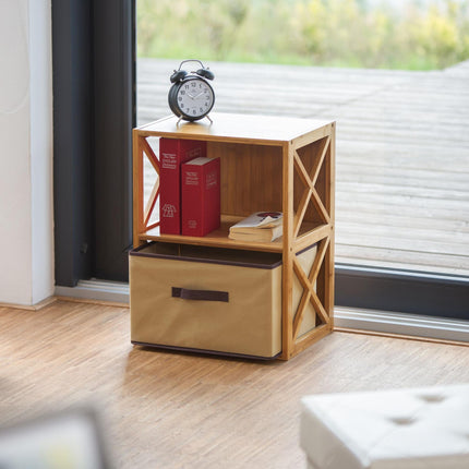 Bamboo shelf with basket