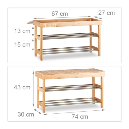 Bamboo shoe rack with seat