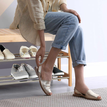 Bamboo shoe rack with seat