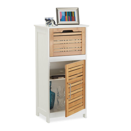 Bamboo side cabinet in white