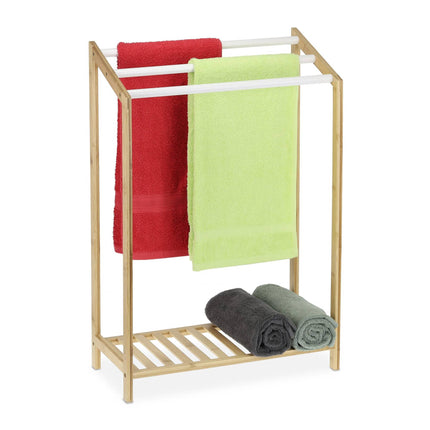 Bamboo standing towel rail
