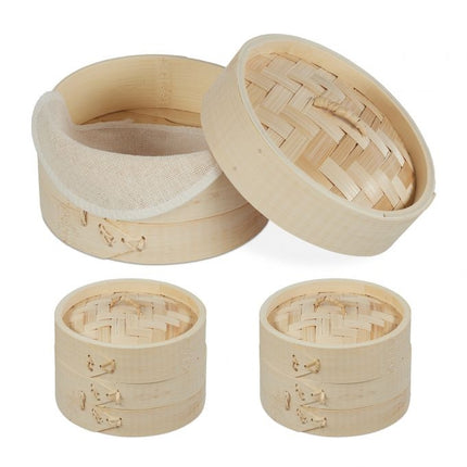 Bamboo steamer 13.5 cm set of 3