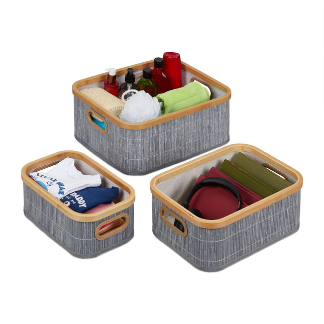 Bamboe opbergmanden set van 3