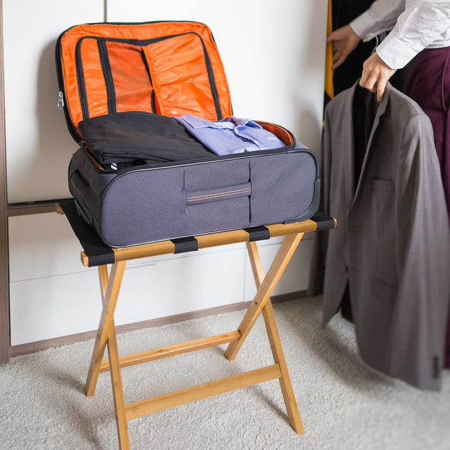 Bamboo suitcase stand