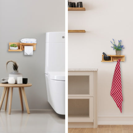 Bamboo toilet paper holder 2 shelves