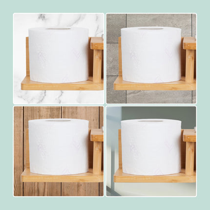 Bamboo toilet paper holder 2 shelves