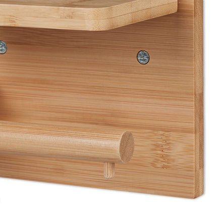 Bamboo toilet paper holder with shelf