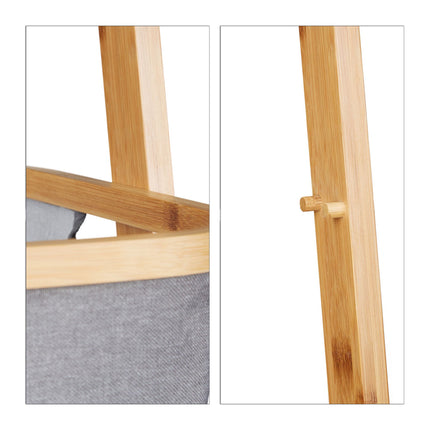 Bamboo towel rack with laundry basket