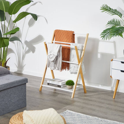 Bamboo towel rack with shelf