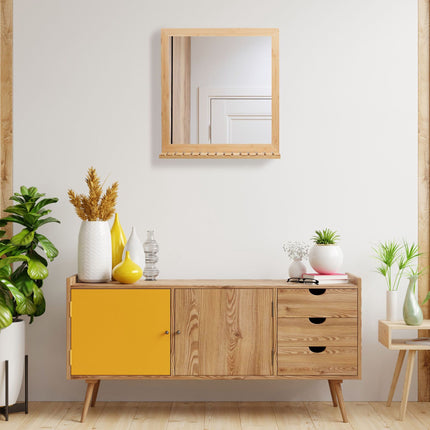 Bamboo wall mirror with shelf