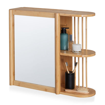 Bamboo wall shelf with mirror