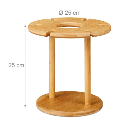 Bamboo wine glass holder for 6 glasses