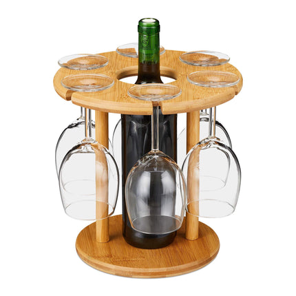 Bamboo wine glass holder for 6 glasses