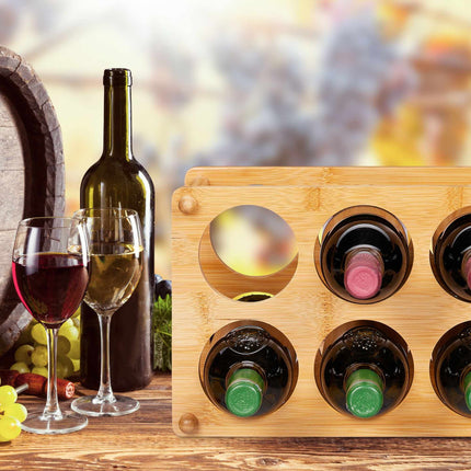 Bamboo wine rack for 6 bottles