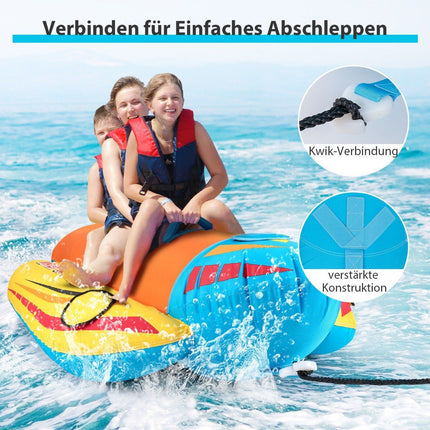 Banana boat for 3 people Towable tube with 3 EVA padded seats and handles 252 x 108 x 51 cm