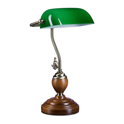 Banker's lamp JONES with wooden base