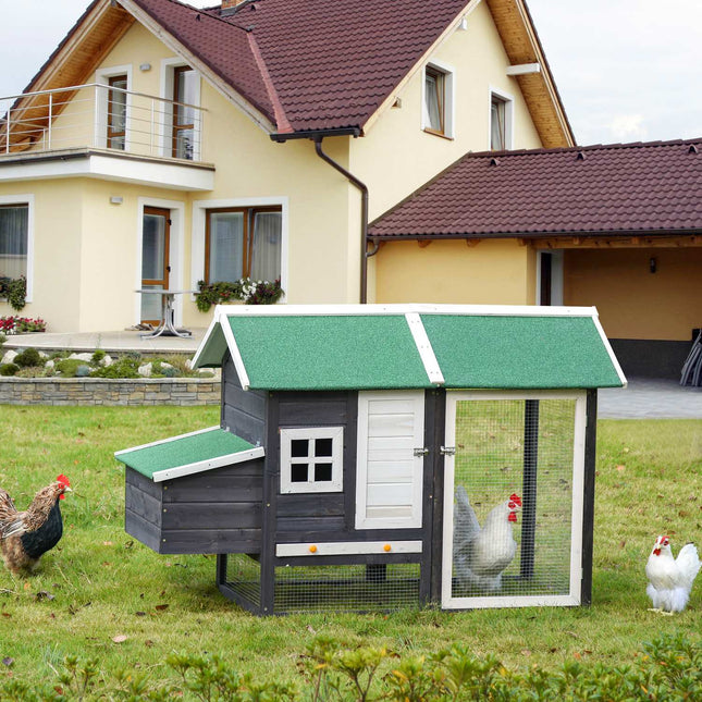 Bantam Chicken Coop with nesting box & playpen, gray