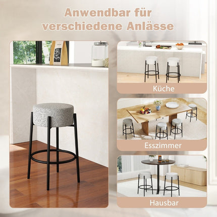 Bar Stool 68cm, Padded Seat, No Backrest, Metal Frame