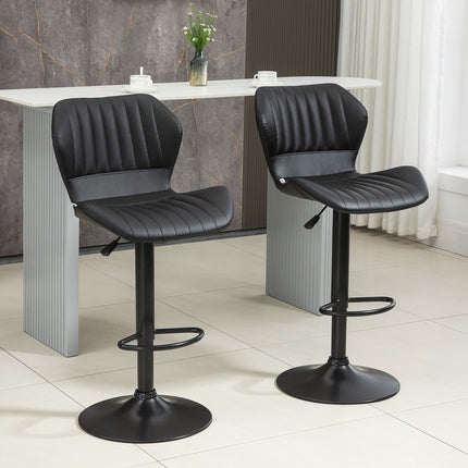 Adjustable barstools in faux leather, swivel, set of 2