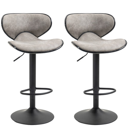 Adjustable faux leather barstools - set of 2 with footrests