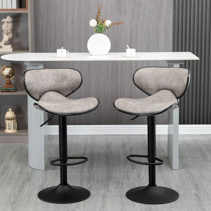 Adjustable faux leather barstools - set of 2 with footrests