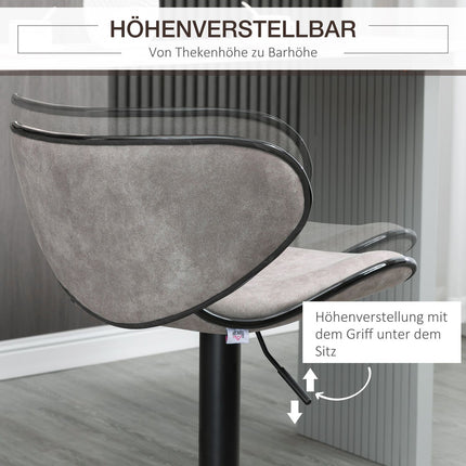 Adjustable faux leather barstools - set of 2 with footrests