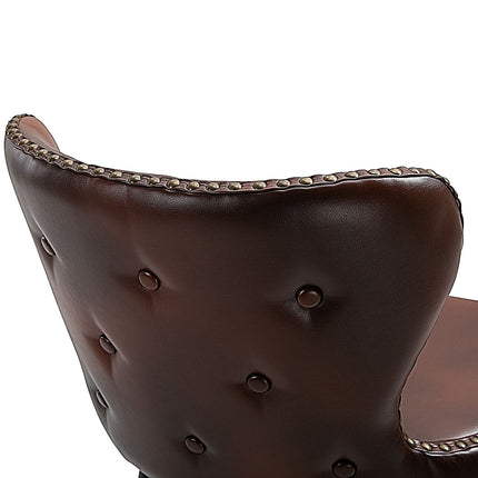 Bar stools Set of 2, PU leather, with backrest and footrest, brown