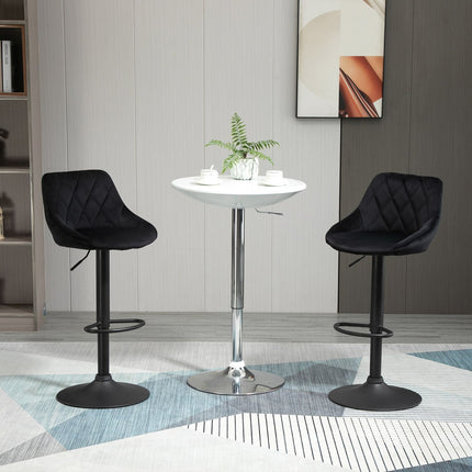 Adjustable Bar Stools Set of 2 with Backrest - Black Velvet