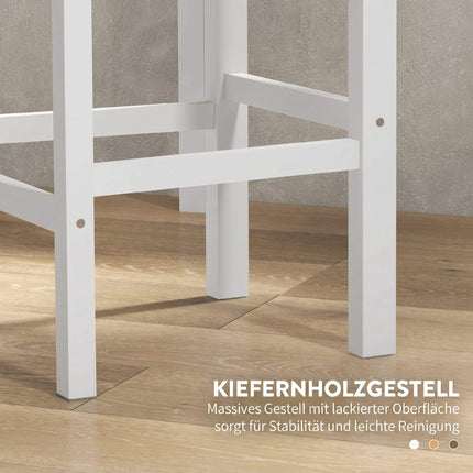 Bar Stools Set Of 2, Pine Wood, Backrest, Footrest