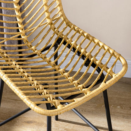 Yellow steel bar stools Set of 2 with backrest, Boho Design
