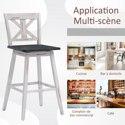 Bar Stools Set of 2, 360 Swivel, 29-Inch, White
