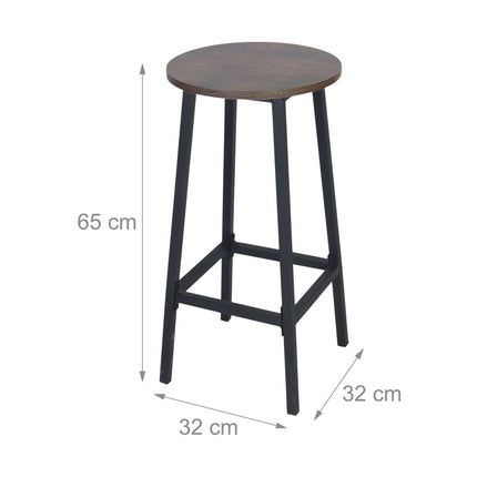 Bar Stools Set of 2, MDF Seat, Metal Frame