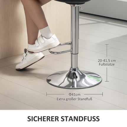 Adjustable bar stools Set of 2, synthetic leather, black