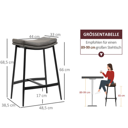 Bar Stools Set of 2, Padded Seats, Steel Frame