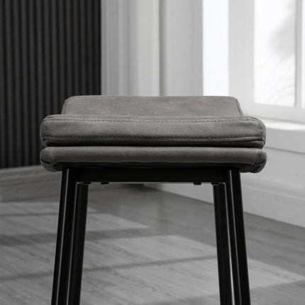 Bar Stools Set of 2, Padded Seats, Steel Frame