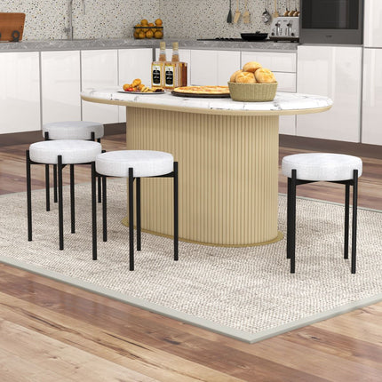Bar Stools Set of 4, Padded Stackable, Metal Legs – Light Gray