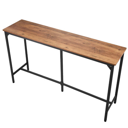 Bar Table, 63 x 16 in Rectangular High Top, Brown Black