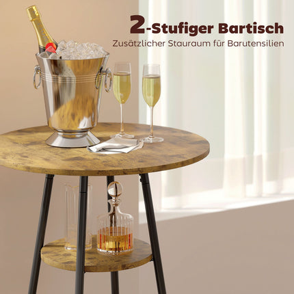 Bar Table Set, 3-Piece, Faux Leather, Brown