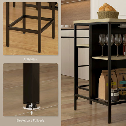 Modern 3-piece bar table set with oak and steel
