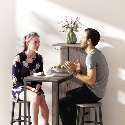 Bar Table Set, Storage, Wine Racks, Stools, Gray