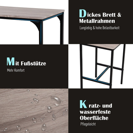 3-piece bar table set with two chairs, natural MDF
